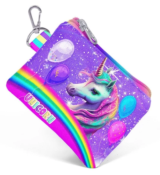 Coral High Mor Simli Unicorn Bozuk Para Çantası - Kız Çocuk ürün görseli 1