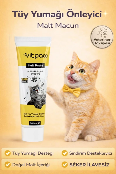 Vitpaw Kedi Malt Paste Macun 100 gr - Tüy Yumağı Kontrolü ve Sindirim Desteği ürün görseli 1