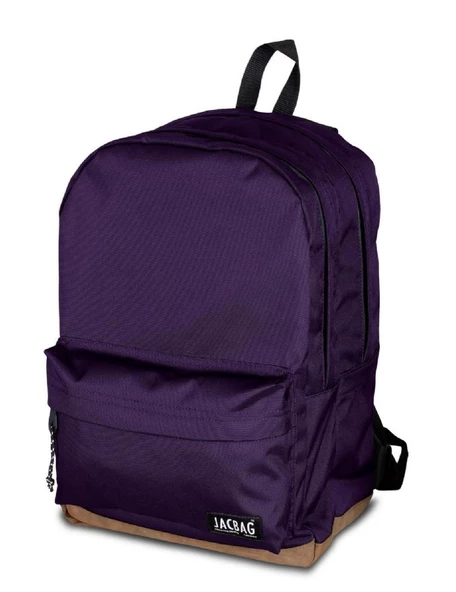 Jacbag Campus-Deri Tabanlı Üç Bölmeli Mor Sırt Çantası (Okul, Günlük, Seyahat) ürün görseli 1