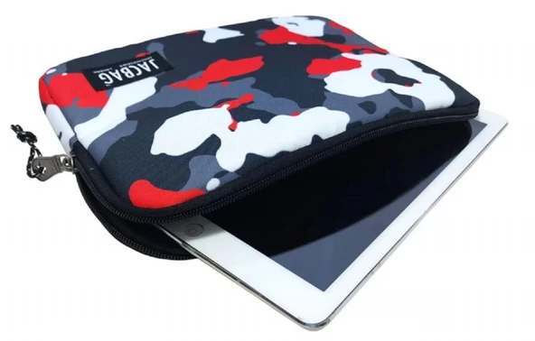 Jacbag Kırmızı Kamuflaj Kız ve Erkek Çocuk Tablet Çantası/Kılıfı (Suya Dayanıklı Malzeme) ürün görseli 1