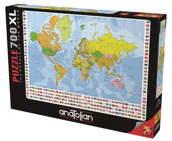 Anatolian 700 Parça XL Dünya Siyasi Haritası Puzzle ürün görseli 1