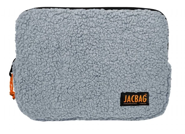 Jacbag Teddy Açık Gri/Turuncu Peluş Erkek Çocuk Tablet Çantası ürün görseli 1