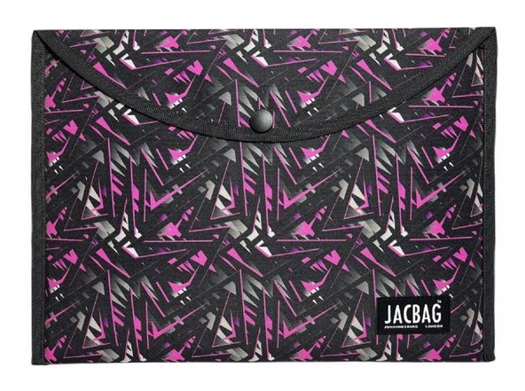 Jacbag Pembe Geometrik Kadın A4 Çıtçıtlı Dosya Defter Tablet ve Evrak Çantası ürün görseli 1