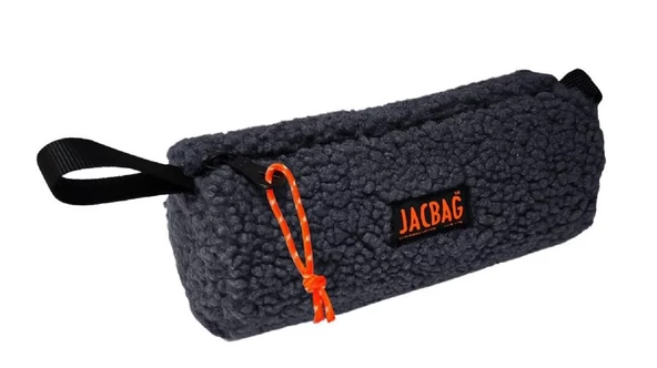 Jacbag Teddy Silindir Peluş Kalem Çantası Gri - Turuncu ürün görseli 1