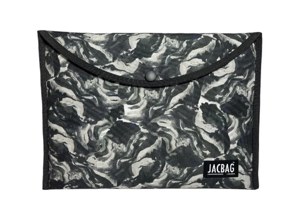 Jacbag Gri Kamuflaj Erkek A4 Çıtçıtlı Dosya Defter Tablet ve Evrak Çantası ürün görseli 1
