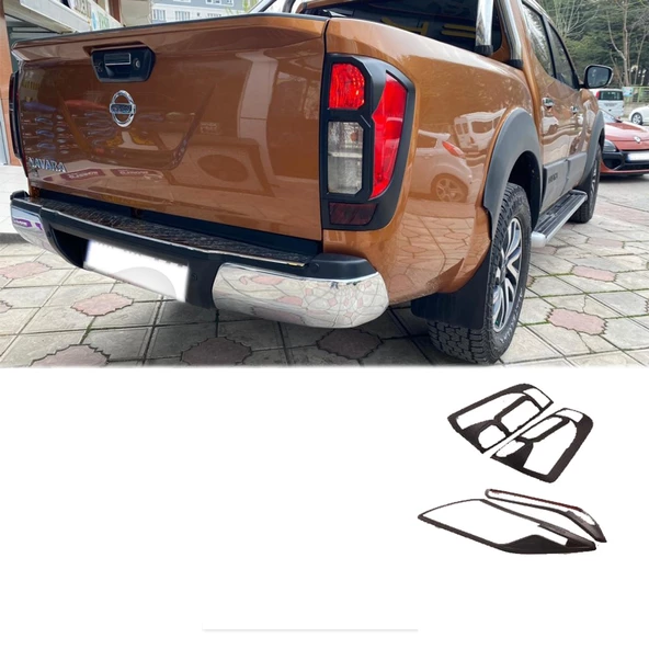 Nissan Navara 2015-2022 Far Stop Çerçeve Kaplama Siyah ürün görseli 1