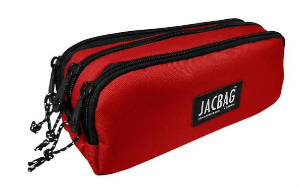 Jacbag Üç Bölmeli Çocuk ve Yetişkin Kalem Çantası - Kırmızı - Kadın/Kız Çocuk ürün görseli 1