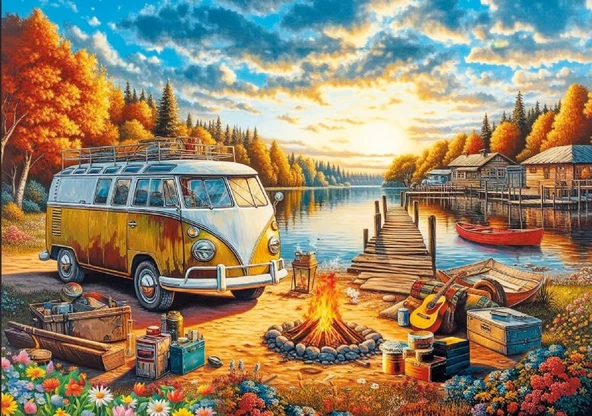 Ks Games 1000 Parça Gün Batımında Kamp Ateşi Puzzle - Serhat Filiz ürün görseli 1