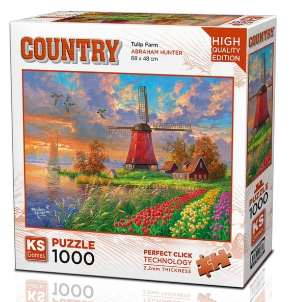 Ks Games 1000 Parça Lale Tarlası ve Yel Değirmeni Puzzle - Abraham Hunter ürün görseli 1