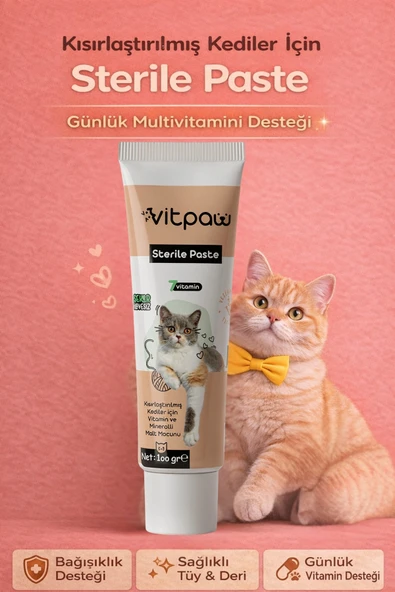 Vitpaw Sterile Paste 100 gr - Kedi Malt Macunu Kısırlaştırılmış Kediler İçin Vitamin ve Mineral Desteği ürün görseli 1