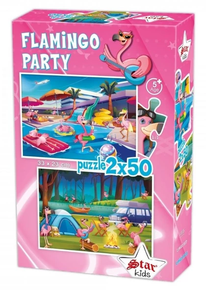Star Puzzle 2x50 Parça Çocuk Puzzle - Flamingo Partisi ürün görseli 1