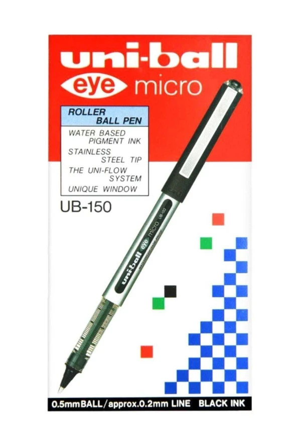 Uni-Ball Roller Kalem Eye Micro Bilye Uç 0.5 MM Siyah UB-150 (12 Li Paket) ürün görseli 1
