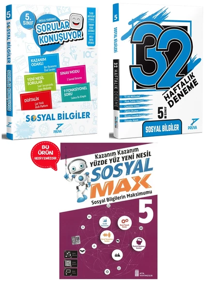 5.Sınıf Pruva Sosyal Bilgiler Soru Bankası + 32 Haftalık Deneme (Hediyeli) ürün görseli 1
