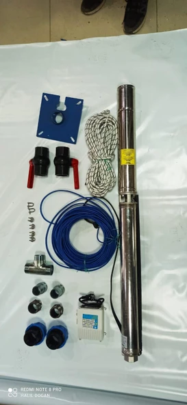 Impo Sk 406/13 2HP Technoplast Başlıklı  60 MT Yassı Kablolu ve Panolu 120 mt Halatlı Çift Vanalı Akıtma Başlıklı Monofaze Takım Dalgıç Pompa ürün görseli 1