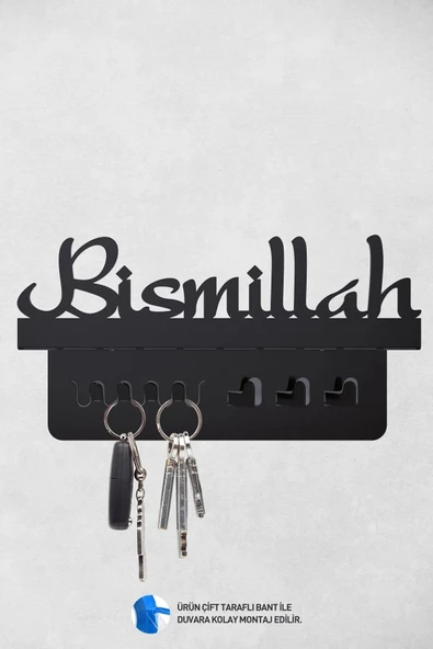 Bismillah Metal Duvar Anahtarlığı, Bismillah Anahtar Askısı,anahtar Askısı ürün görseli 1