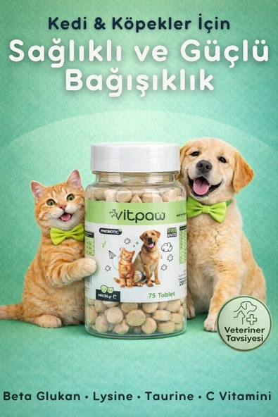 Vitpaw Immune C+ 75 Tablet - Beta Glukan, L-Lizin ve Taurin İçeren Destek ürün görseli 1