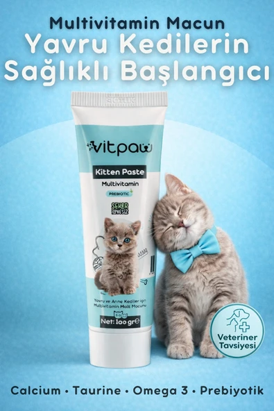 Vitpaw Kitten Paste 100 gr - Yavru Kedi Malt Macunu - Gelişim ve Bağışıklık Desteği ürün görseli 1