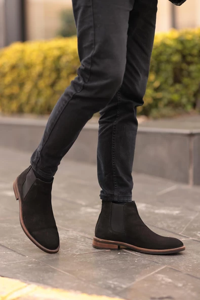 Shoetyle - Siyah Nubuk Erkek Chelsea Bot 365-0010 ürün görseli 1