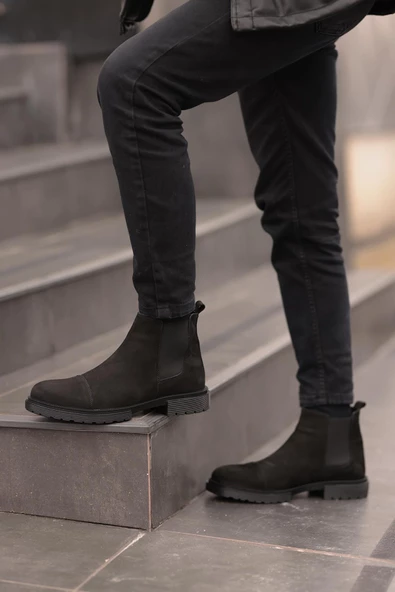 Shoetyle - Siyah Nubuk Erkek Chelsea Bot 365-0011 ürün görseli 1