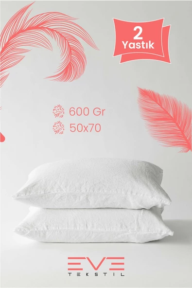 2 Adet Silikon Elyaf Nonwoven Yıkanabilir Antialerjik Vakumlu Yastık Seti 50x70cm 600 gr ürün görseli 1