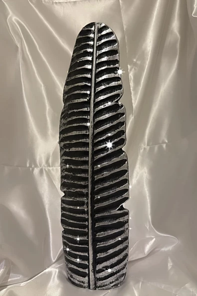 Yaprak Vazo Siyah Gümüş Vazo 57cm ürün görseli 1