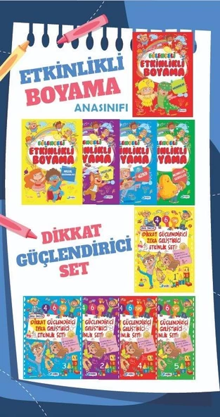 5 - 6 Yaş Anasınıfı Eğlenceli Yarıyıl Tatil Kitabı Seti - Dikkat Geliştirici 10 Kitap - 80 Sayfa ürün görseli 1