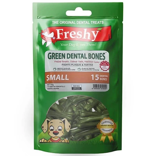 Freshy Dental Yeşil Kemik Köpek Ödülü 15'li Paket - 150 gr ürün görseli 1