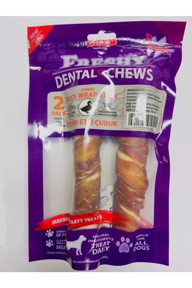 Freshy Dental Ördek Eti Kaplı Beyaz Burgu Kemik Köpek Ödülü 18 cm 2'li ürün görseli 1