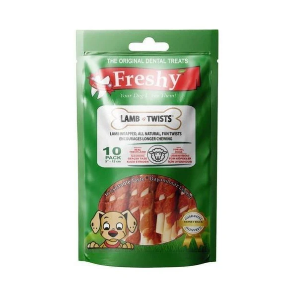 Freshy Kuzu Eti Kaplı Burgu Dental Çubuklar 10 Adet 12 cm 100 gr ürün görseli 1