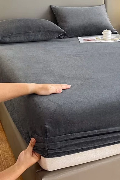 Kadife Kumaş Çift Kişilik Fitted Lastikli Çarşaf Takımı 160x200+30 cm ürün görseli 1