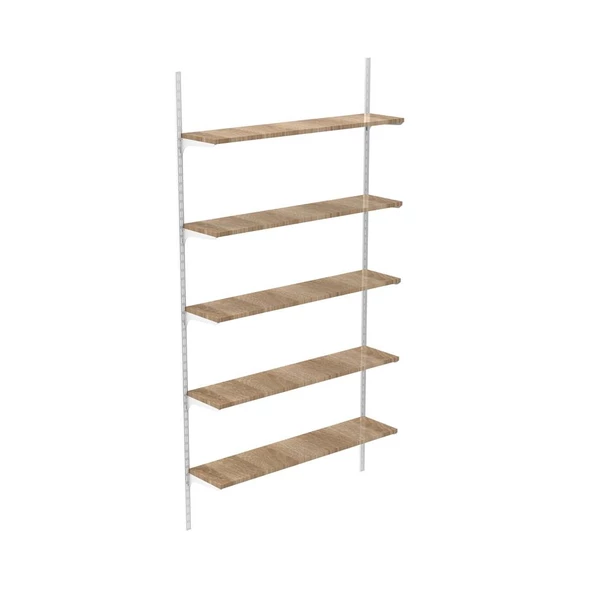 5 Katlı Kitaplık - Ahşap Duvar Rafı, Dekoratif Raf  Kızıl 25x60 cm ürün görseli 1