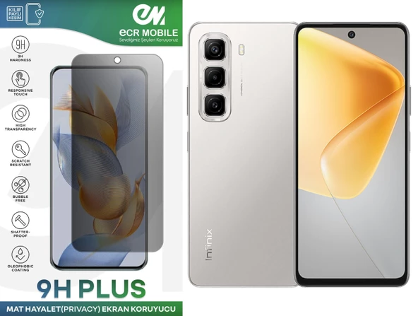 Infinix Hot 50 4G Ekran Koruyucu Tam Uyumlu 9H Esnek Nano Kırılmayan MAT HAYALET(Privacy) ürün görseli 1