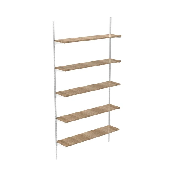 5 Katlı Kitaplık - Ahşap Duvar Rafı, Dekoratif Raf  Beyaz 20x60 cm ürün görseli 1