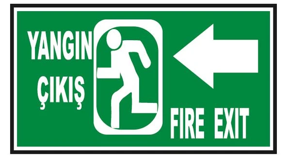 Fosforlu Yangın Çıkış- Fire Exit Levhası  - Fotolümenli - Sol Yön ürün görseli 1