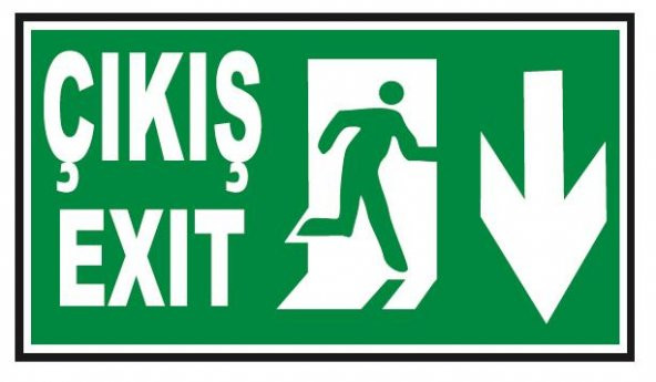 Fosforlu Acil Çıkış -Exit Levhası  - Fotolümenli - Aşağı Yön ürün görseli 1