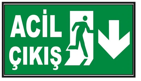 Fosforlu Acil Çıkış  Levhası  - Fotolümenli - Aşağı Yön ürün görseli 1