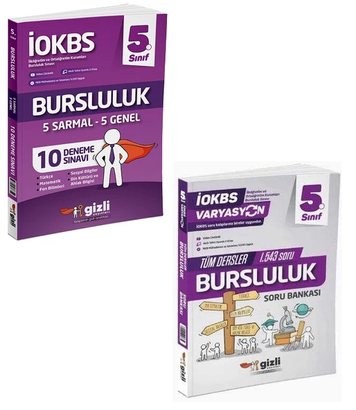 Gizli Yayınları 2025 5. Sınıf 10 Bursluluk Deneme + Tüm Dersler Soru Seti 2 Kitap ürün görseli 1