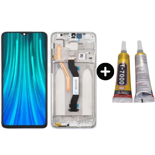 Xiaomi Redmi Note 8 Pro Uyumlu Çıtalı HK Lcd Ekran Dokunmatik Beyaz + B7000 ürün görseli 1
