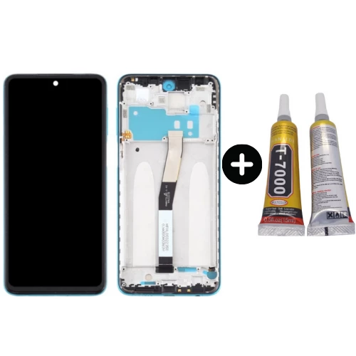 Xiaomi Redmi Note 9 Pro Uyumlu Çıtalı A Kalite Lcd Ekran Dokunmatik Mavi + B7000 ürün görseli 1