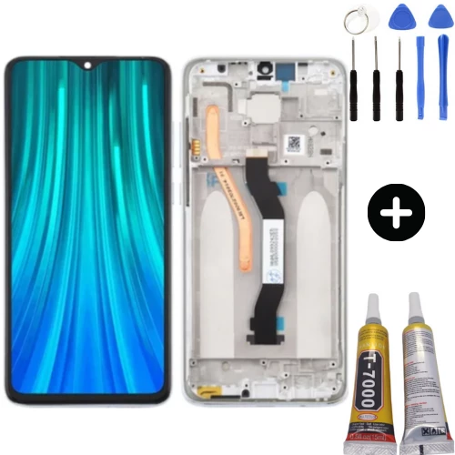 Xiaomi Redmi Note 8 Pro Uyumlu Çıtalı HK Lcd Ekran Dokunmatik Beyaz + Montaj Seti ürün görseli 1