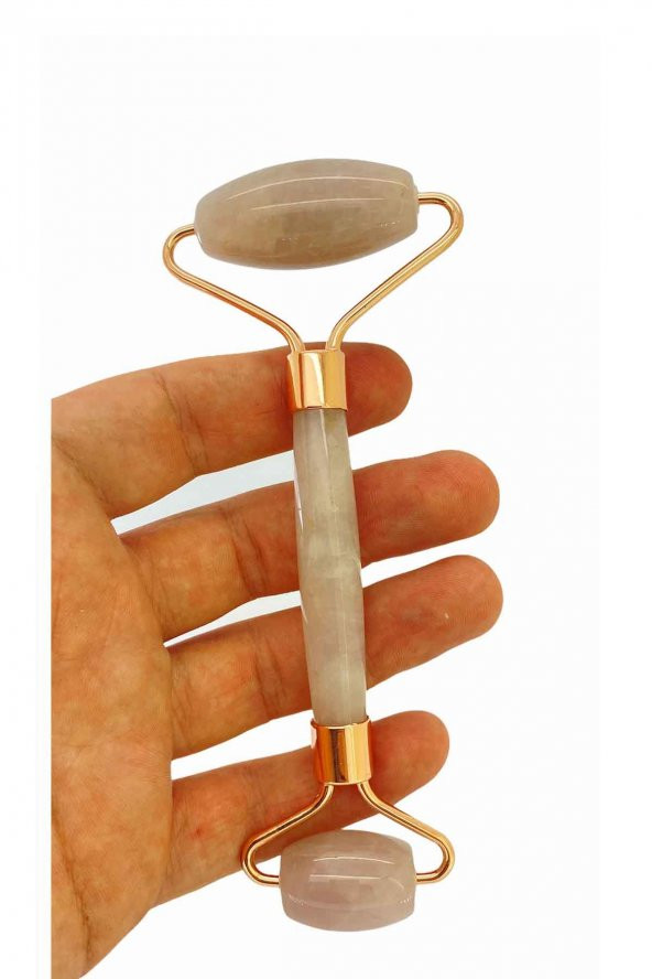 Doğal Taşlı Pembe Kuvars Taşlı Jade Roller  Rulo Masaj Aleti ürün görseli 1