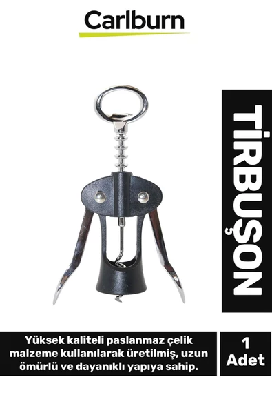 Premium Paslanmaz Çelik Kararmaz Mantar Şarap Kapak Açıcı Şişe Tirbuşon 18*7 Cm ürün görseli 1