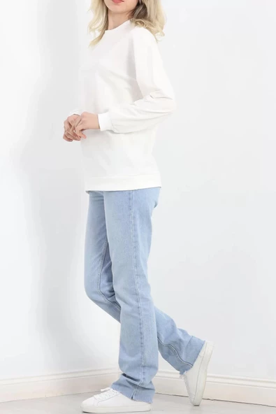 Bisiklet Yaka Sweat Ekru - 3042.275. - Resim 5