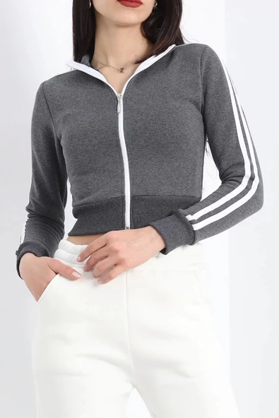 Üç İplik İçi Tüylü Sweat Füme - 20112.1287. ürün görseli 1