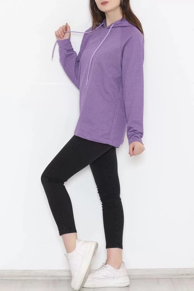 Kapşonlu Sweat Mor - 9940.1567. - Resim 5