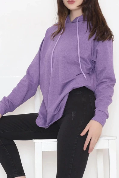 Kapşonlu Sweat Mor - 9940.1567. - Resim 2