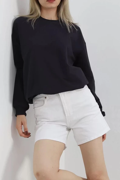 Bisiklet Yaka Sweat Füme - 3042.275. ürün görseli 1