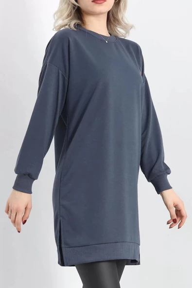 Kalp Nakışlı Tunik Füme - 19386.1778. ürün görseli 1