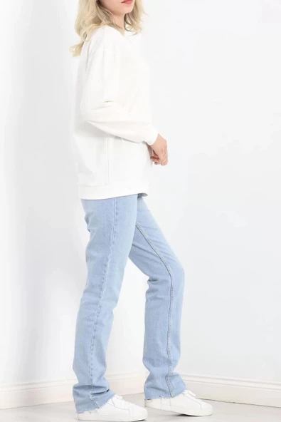 Bisiklet Yaka Sweat Ekru - 3042.275. - Resim 7