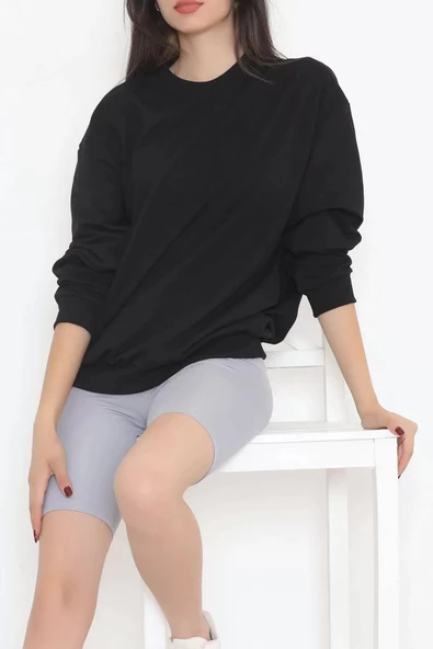 Bisiklet Yaka Sweat Siyah - 3042.275. ürün görseli 1